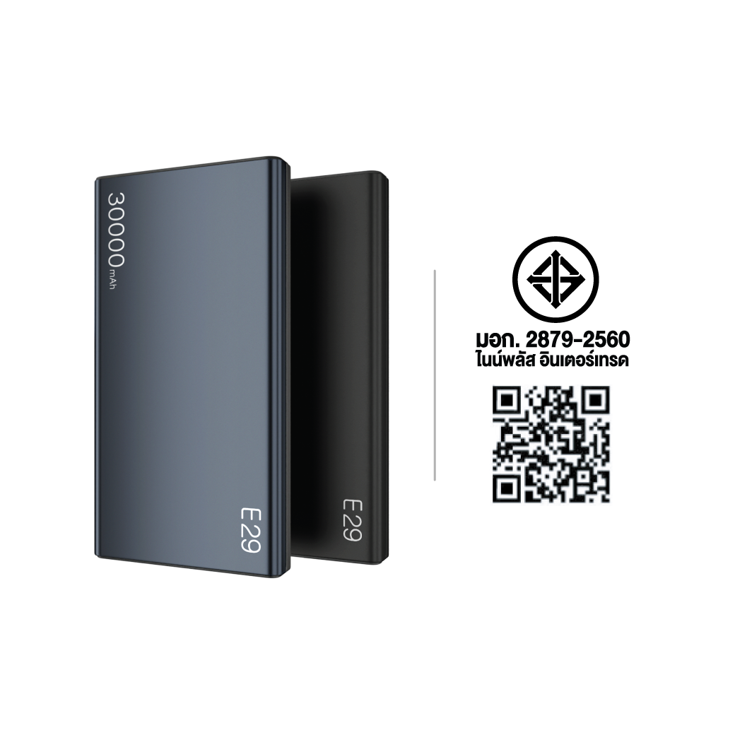 แบตเตอรี่สำรอง ORSEN BY ELOOP  E29 สีดำ ความจุ 30000MAH เทคโนโลยีชาร์จเร็ว QC3.0 PD 20W_8